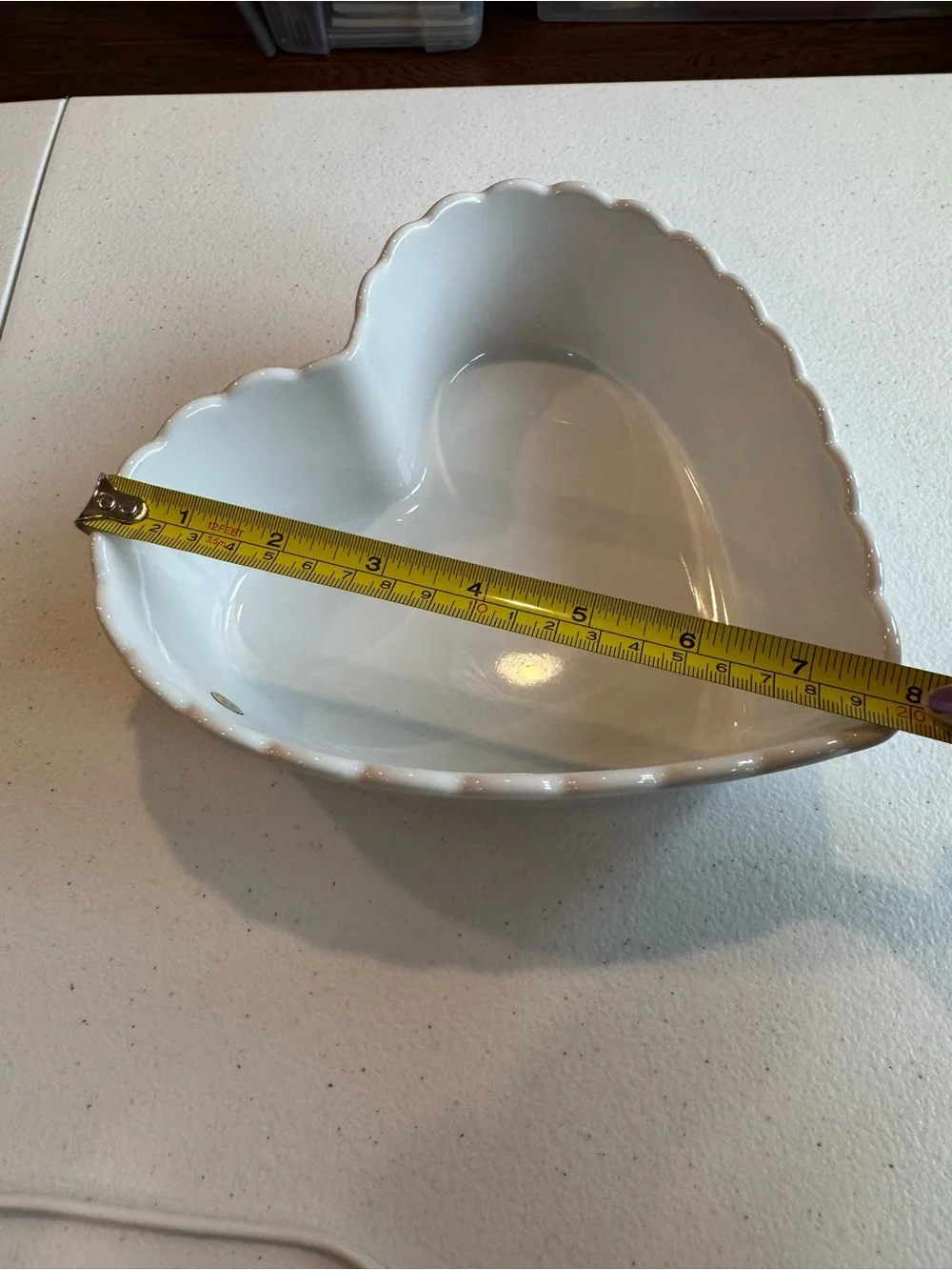 Heart-Shaped Ceramic Serving Bowl Plant Dish Knickknack Trinket Tray — White